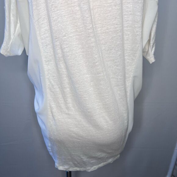 Mos Mosh Women's Cream Listen to Heart Peace Sequin Linen Size Medium Gosh Tee - Picture 6 of 9
